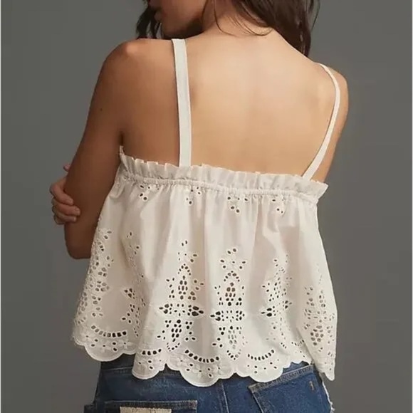 NWT Anthropologie Maeve Eyelet Babydoll Tank Ivory XL - Picture 2 of 5